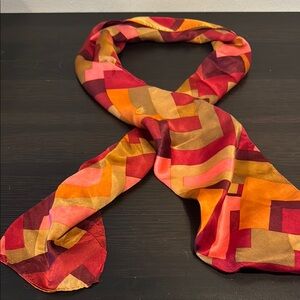 Colorful Geometric Silk Scarf, 10”x52”